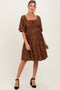 Brown Floral Square Neck Maternity Dress