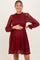 Red Lace Smocked Long Sleeve Maternity Dress