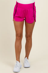 Fuchsia Stripe Detail Active Maternity Shorts