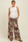 Mocha Floral Drawstring Wide Leg Maternity Pants