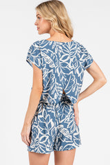 Blue Floral Side Pocket Shorts