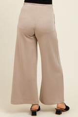 Beige Drawstring Wide Leg Maternity Pants