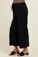 Black Drawstring Wide Leg Maternity Pants