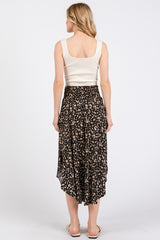 Black Floral Smocked Waist Skirt