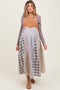 Mocha Multicolor Colorblock Plaid Denim Overall Maternity Dress