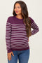 Plum Striped Knit Maternity Long Sleeve Top