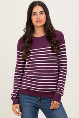 Plum Striped Knit Long Sleeve Top