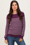 Plum Striped Knit Long Sleeve Top