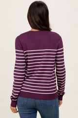 Plum Striped Knit Long Sleeve Top