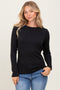 Black Ribbed Long Sleeve Top