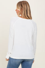 Ivory Waffle Knit Long Sleeve Top