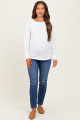 Ivory Waffle Knit Maternity Long Sleeve Top