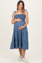 Blue Vintage Wash Denim Smocked Maternity Dress