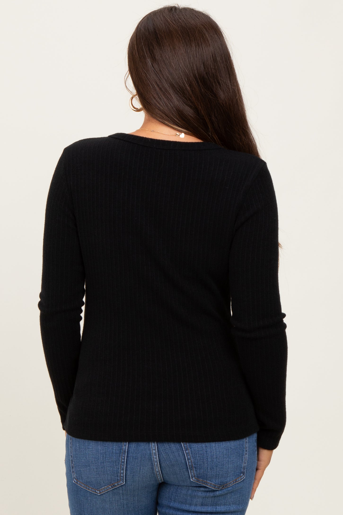 Black Ribbed Knit Maternity Long Sleeve Top