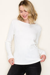 Ivory Ribbed Knit Maternity Long Sleeve Top