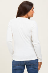 Ivory Ribbed Knit Maternity Long Sleeve Top