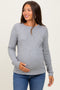 Heather Grey Ribbed Knit Maternity Long Sleeve Top