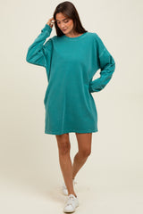 Teal Oversized Long Sleeve T-Shirt Dress