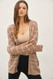 Mocha Fine Knit Striped Open Cardigan
