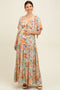 Sage Floral Flyway Sleeve V-Neck Tiered Maternity Maxi Dress