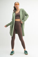 Light Olive Hooded Long Cardigan
