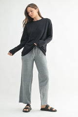 Black Relaxed Fit Long Sleeve Top