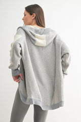 Heather Grey Terry Relaxed Fit Hooded Cardigan