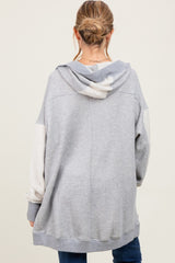 Heather Grey Terry Relaxed Fit Hooded Maternity Cardigan