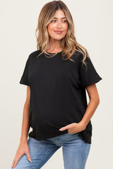 Black Slouchy Maternity Short Sleeve Tee