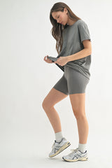 Grey Slouchy Short Sleeve Tee
