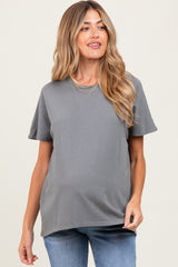 Grey Slouchy Maternity Short Sleeve Tee