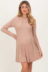 Mocha Wide Rib Maternity Mini Sweater Dress