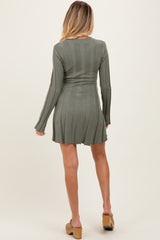 Olive Wide Rib Maternity Mini Sweater Dress