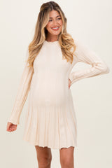 Cream Wide Rib Maternity Mini Sweater Dress