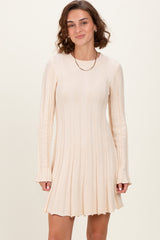 Cream Wide Rib Mini Sweater Dress