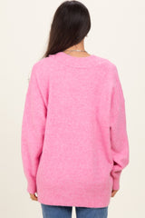 Pink Oversized Toggle Button Cardigan