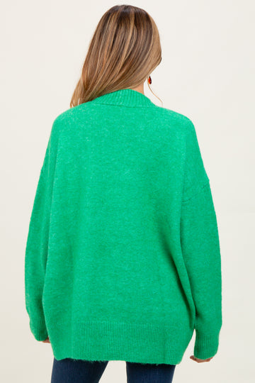 Green Oversized Maternity Toggle Button Cardigan