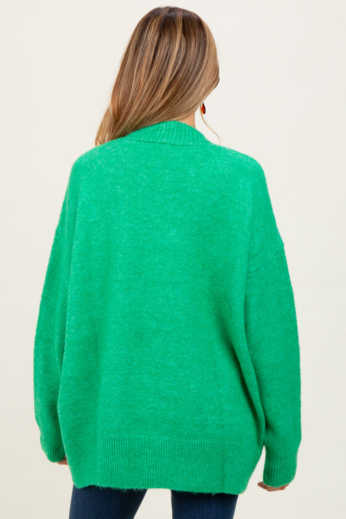 Green Oversized Maternity Toggle Button Cardigan