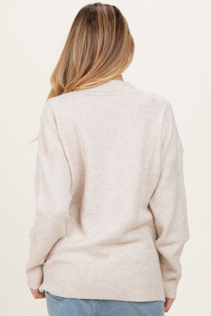Cream Oversized Maternity Toggle Button Cardigan