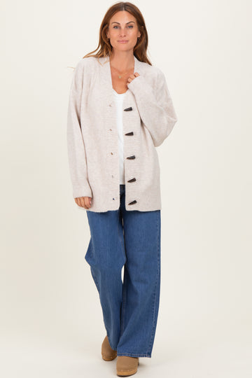 Cream Oversized Toggle Button Cardigan