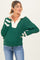 Forest Green Colorblock Chunky Knit Half Zip Maternity Sweater