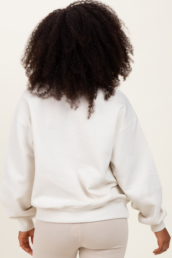 Ivory French Terry Quarter Zip Pullover