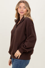 Brown French Terry Quarter Zip Pullover