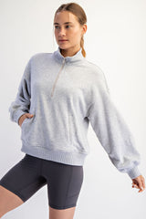 Heather Grey French Terry Quarter Zip Pullover