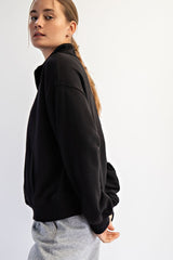 Black French Terry Quarter Zip Pullover