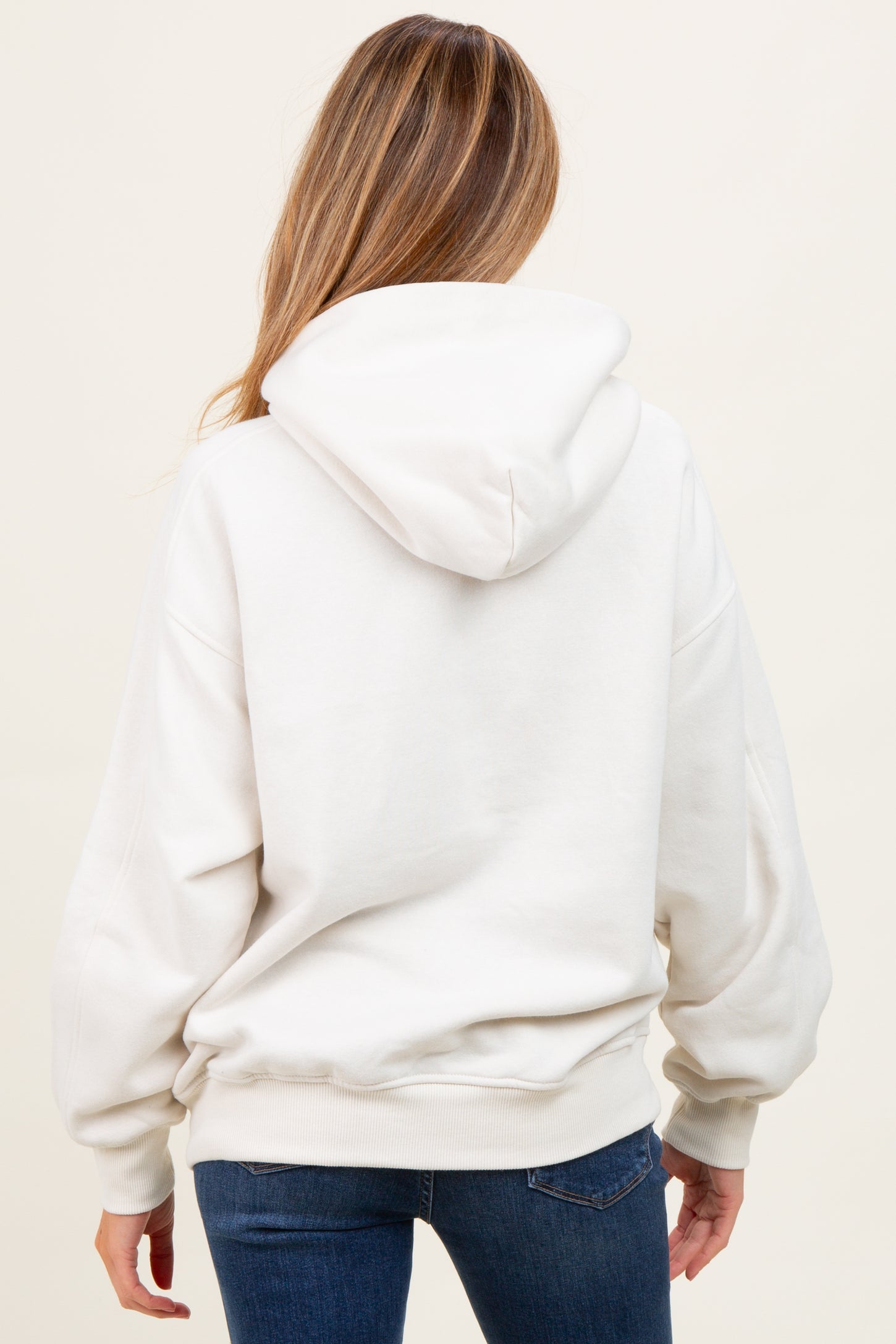 Ivory Fleece Oversized Maternity Hoodie