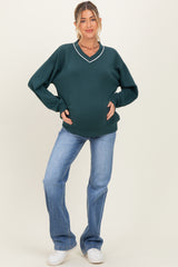 Forest Green V-Neck Maternity Sweatshirt