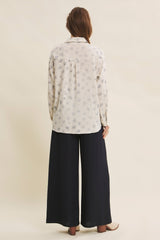 Blue Floral Cotton Gauze Oversized Button-Down Shirt