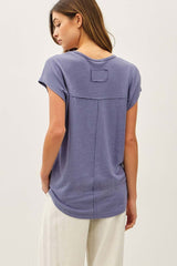 Light Navy V-Neck Top