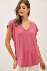 Coral V-Neck Top